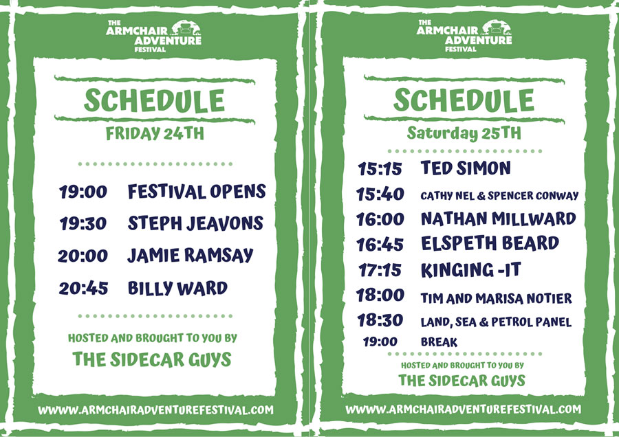 Armchair Adventure Festival Fri Sat Schedule