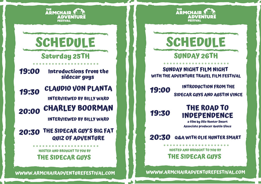 Armchair Adventure Festival Sat Sun Schedule